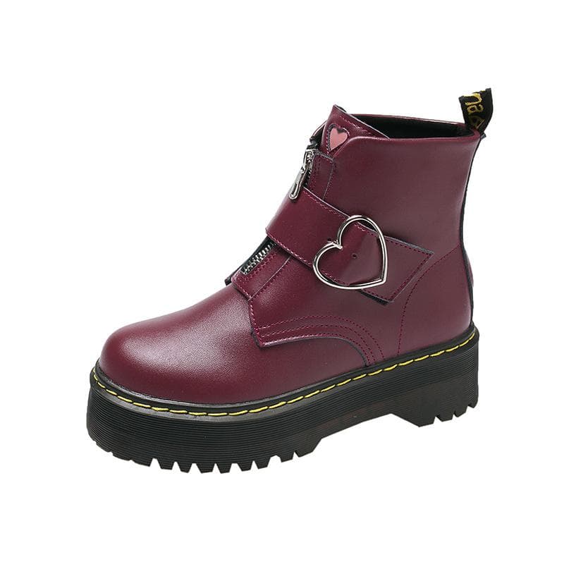 2024 New Short Boots New Thick Sole Women's English Style Love Matsuke 39 red