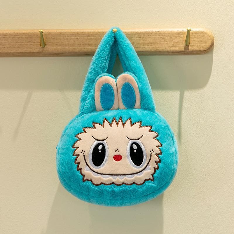 Cute And Colorful Labubu Plush Animal Shoulder Bag Stylish Crossbody Purse For Children Blue Round