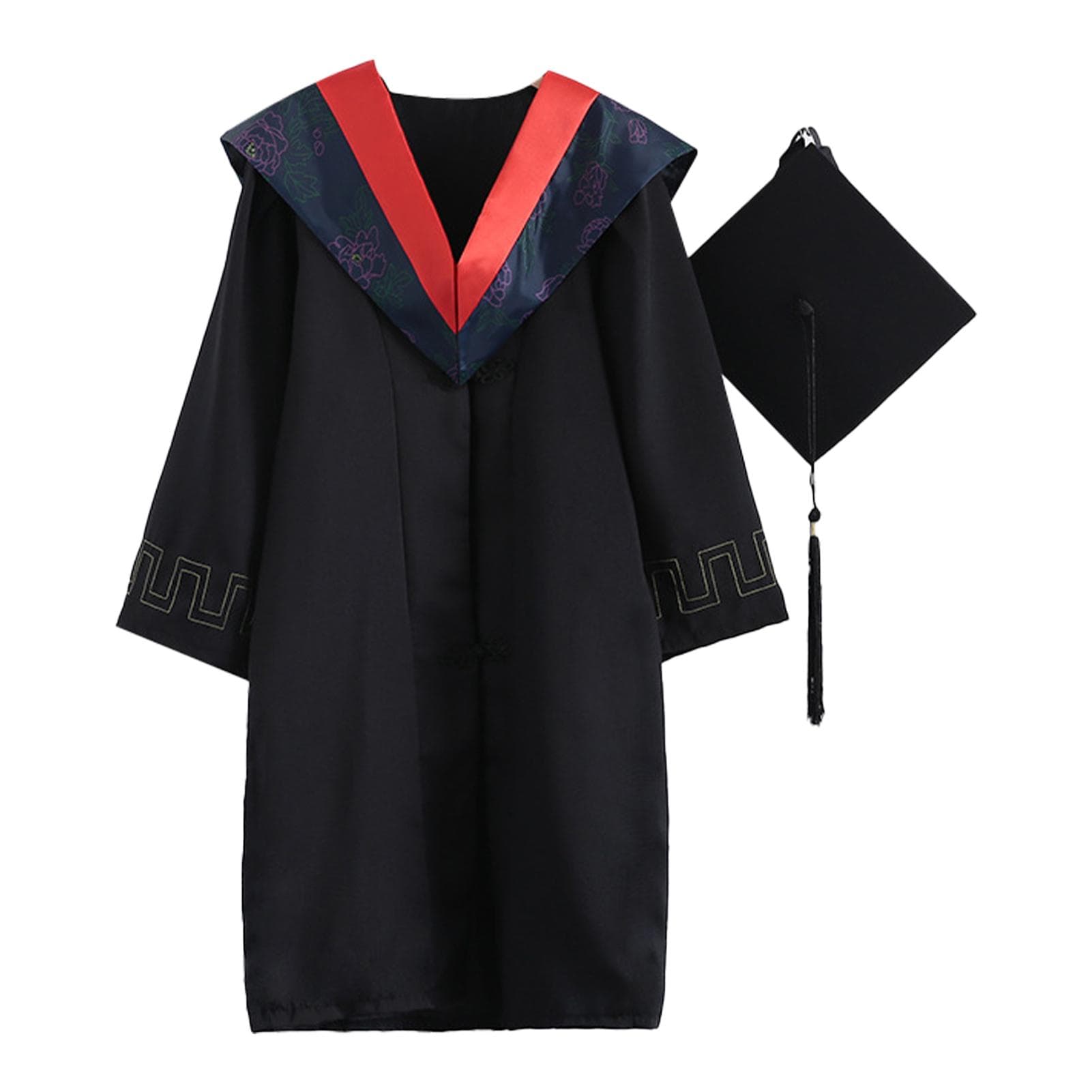 2021 Adult Graduation Gown Long Sleeve University Academic DresS Zip Closure Plus size Graduation Gown Robe Mortarboard-Cap L
