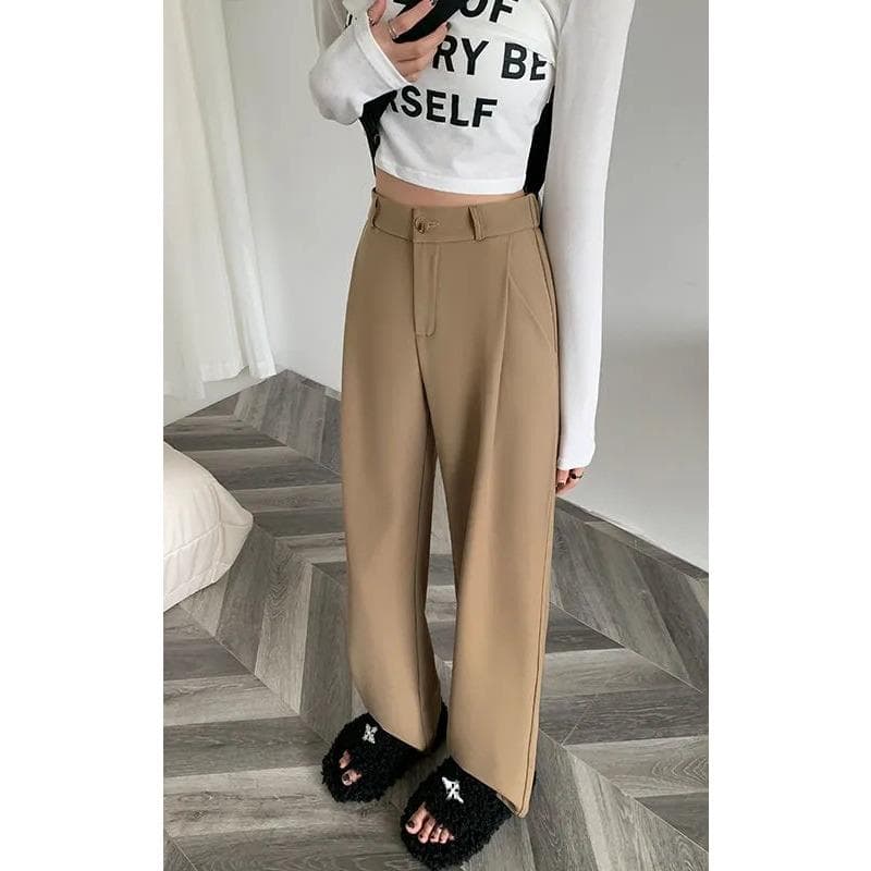 Wide-leg Suit Pants for Women In Spring and Autumn Drooping High Waist Slimming Straight Trousers Casual Floor-moving Trousers for Women 2XL