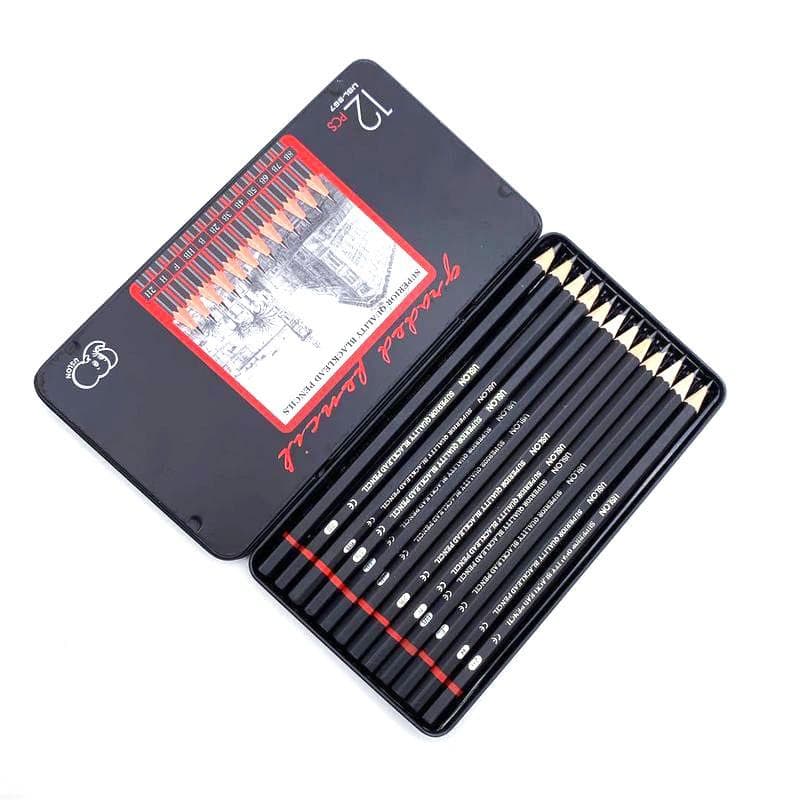 12 PCS/SET 2H-8B Wooden Lead Pencils Set Professional Drawing Journal Writing Pencils for School Smooth Writing black