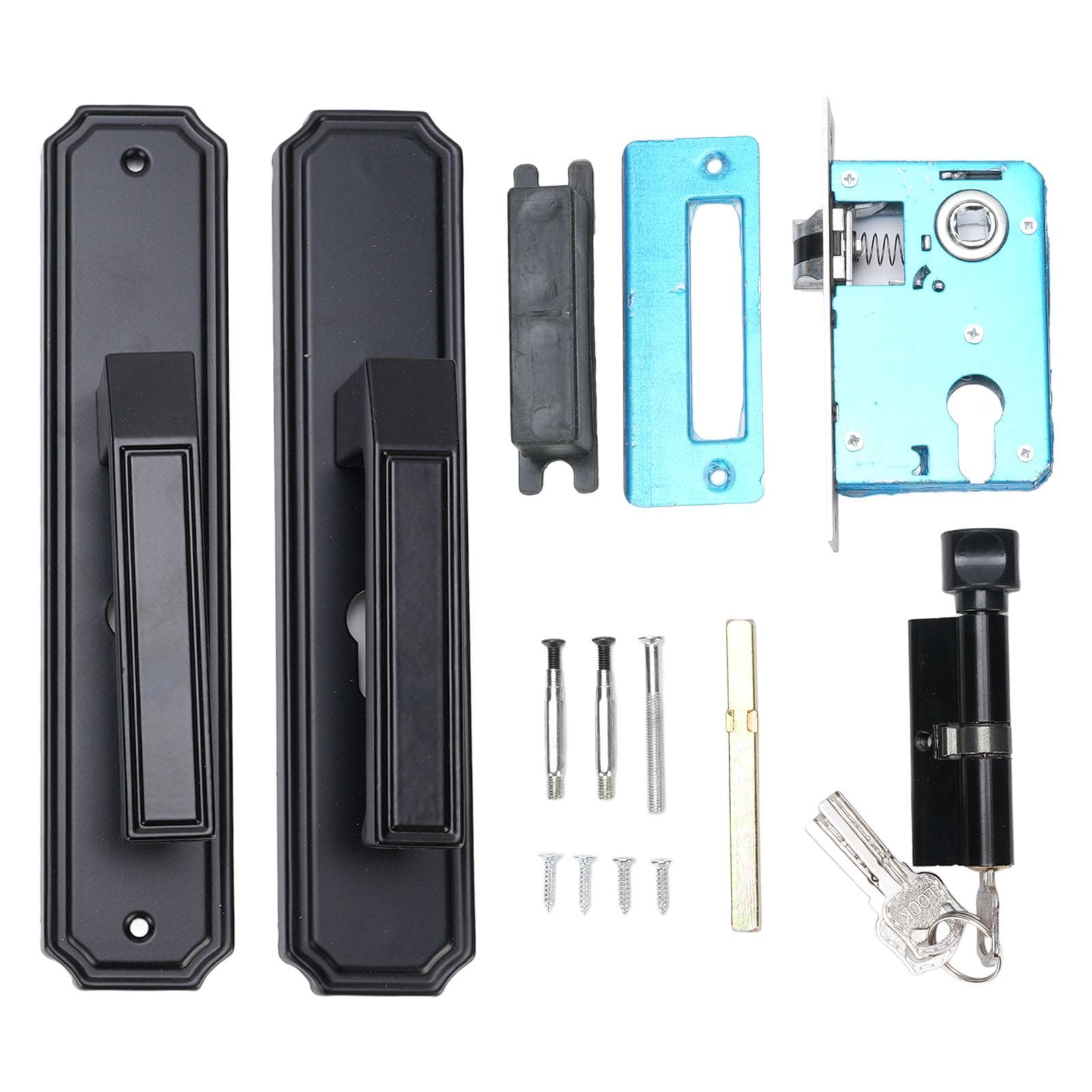 Keyed Entry Door Lock Set Black Quiet Door Handle Lock Set for Bedrooms Bathrooms Hotels Offices