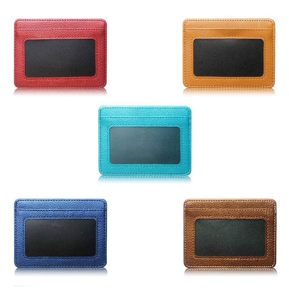 Exquisite 5 Card Slot Bus Pass Card Case Card Holder PU Leather Wallet Credit Card Pocket sky blue