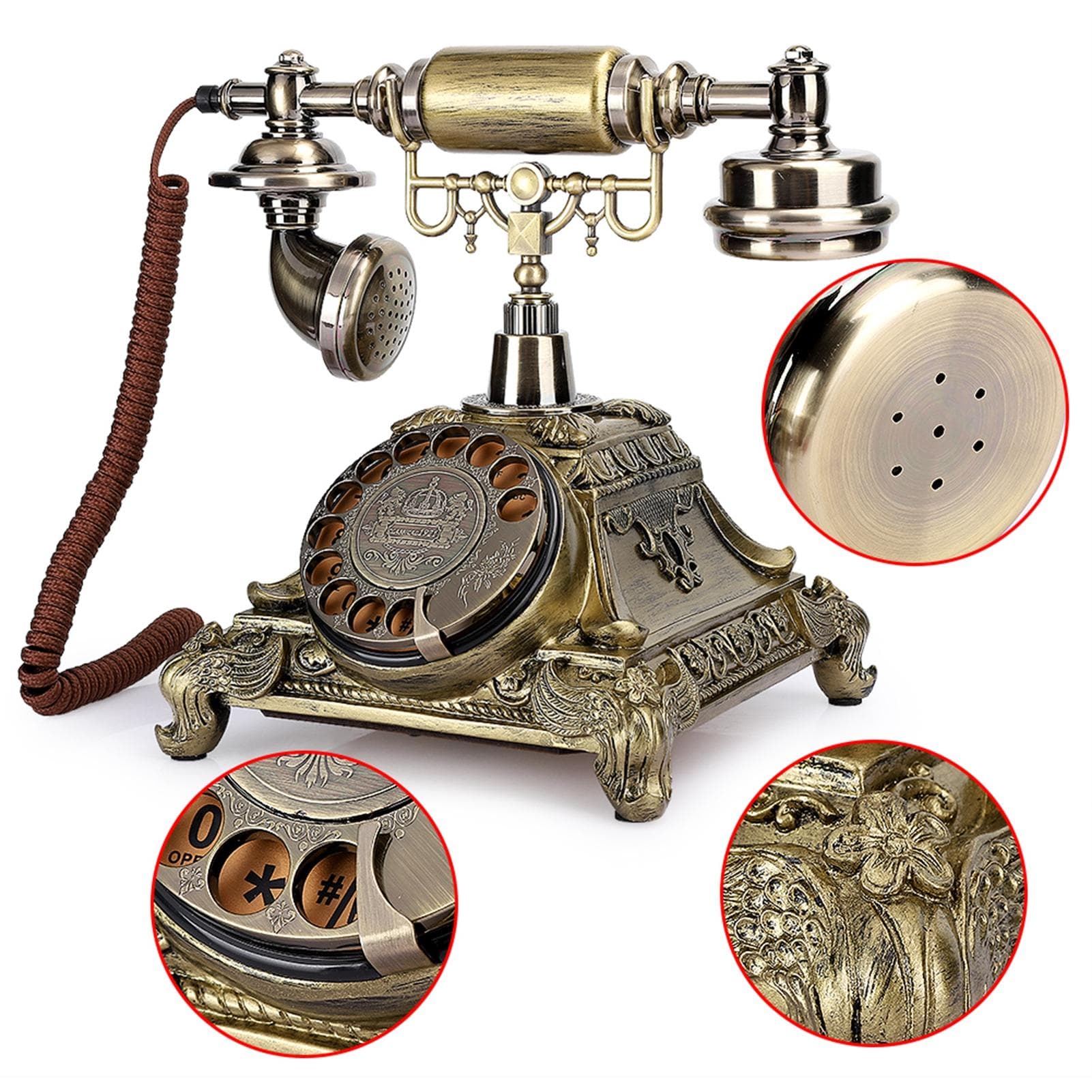 Epoxy Resin Classical Turntable Dial Vintage Archaistic European Telephone Decoration for Elegant