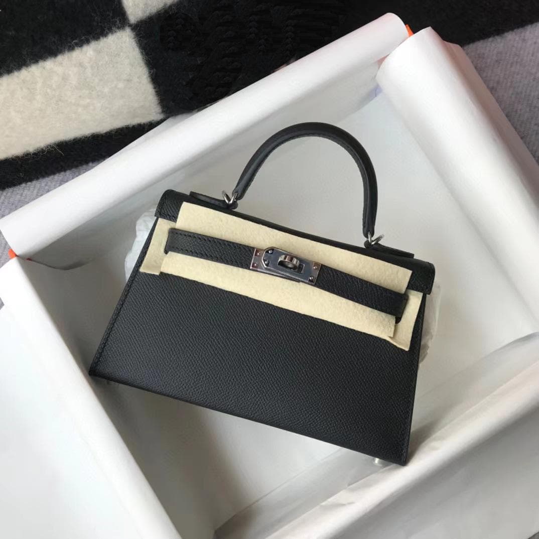 New Genuine Leather Second-generation Bag Mini Bag Palm Print Cowhide Single Shoulder Women's Crossbody Bag Classic Fashionable And Versatile 21cm+box with silk scarf black/silver
