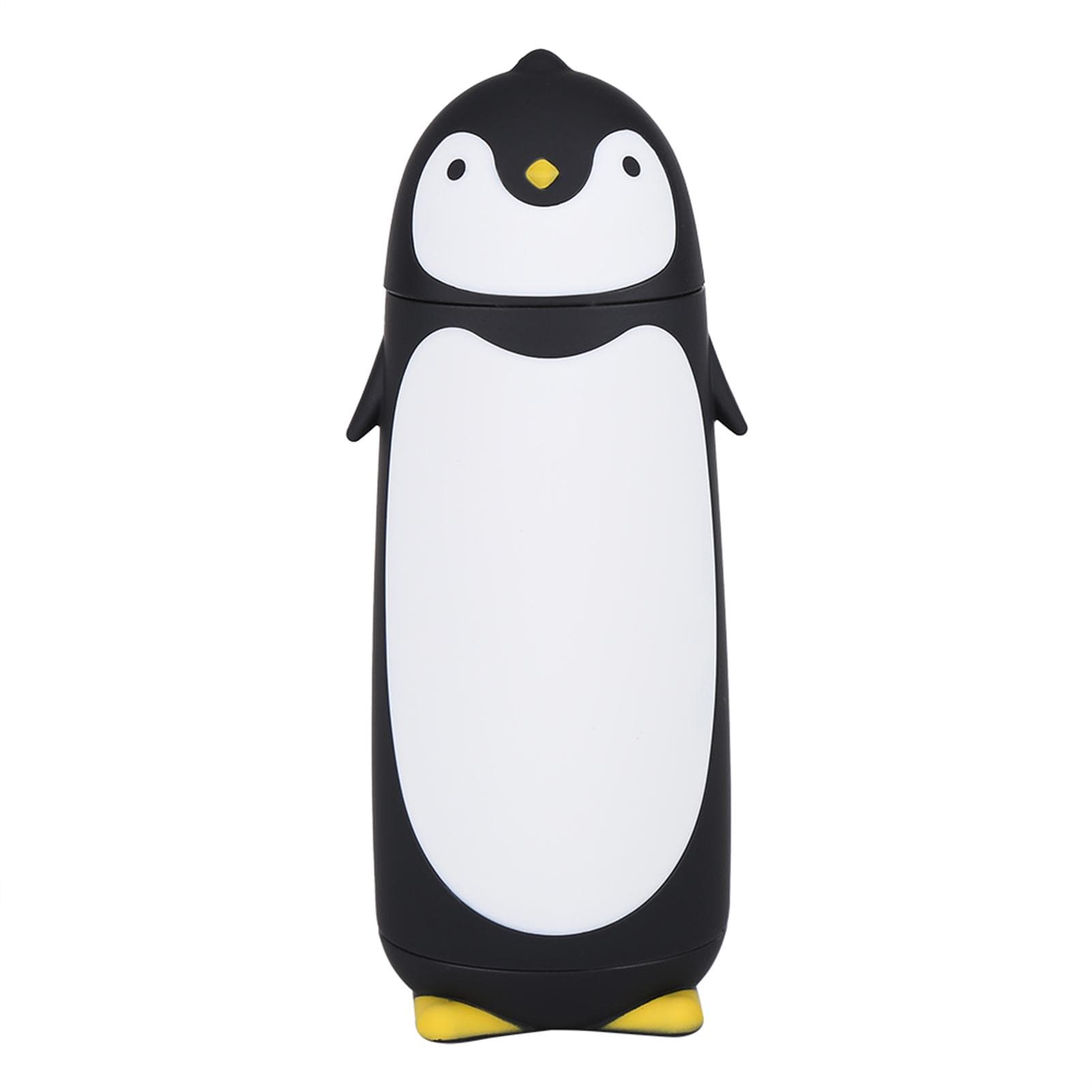 300ML Portable Cute Penguin Glass Water Bottle Double Layer Mug Travel Cup Black Black