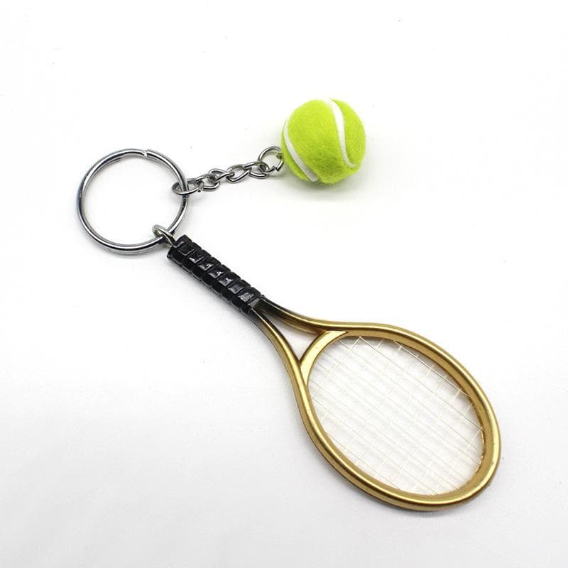 Mini Tennis Racket Pendant Keychain Cute Sport Keyring Key Chain Ring Finder Holer Accessories Gifts for Teenager Fan gold
