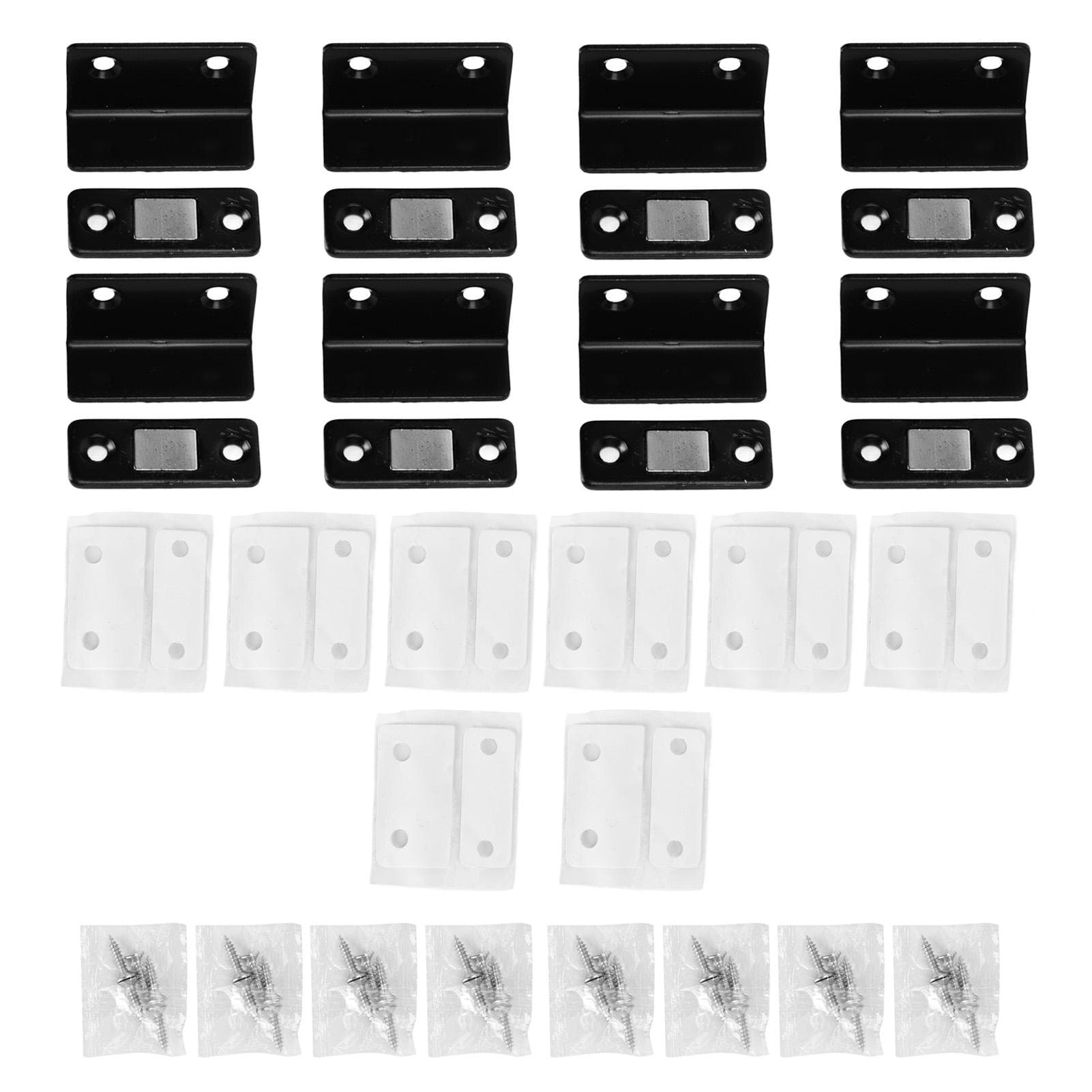 Magnet Catch L Shaped Cold Rolled Steel Hole Free Magnet Stop for Cabinet Doors Drawers Sliding black