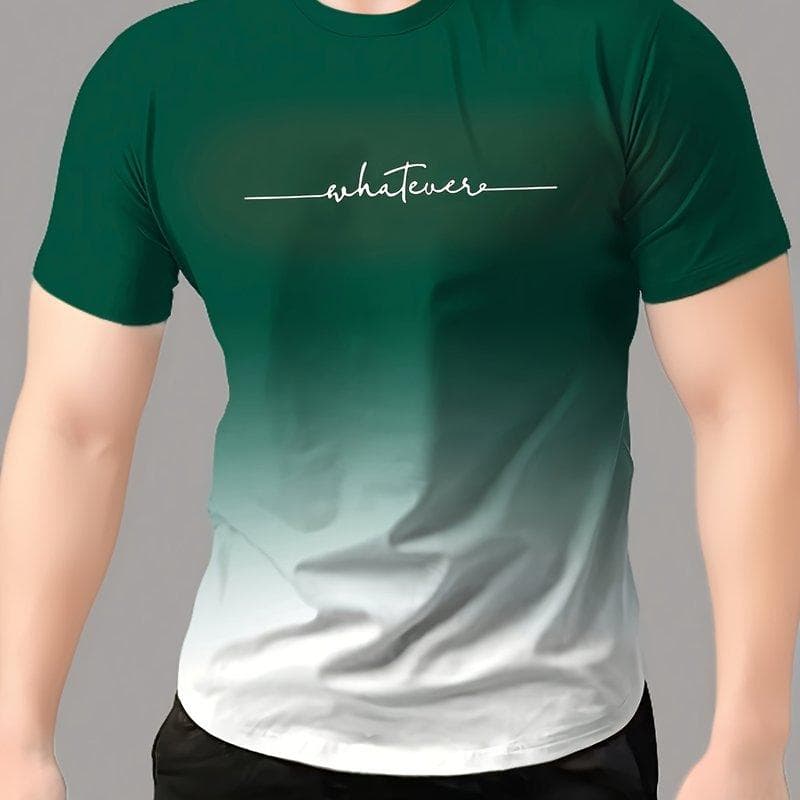 Summer Men's T-shirt Gradient Style Pattern Print Men's Comfortable Fashion T-shirt Short sleeved Quick Drying Large Clothing Top S