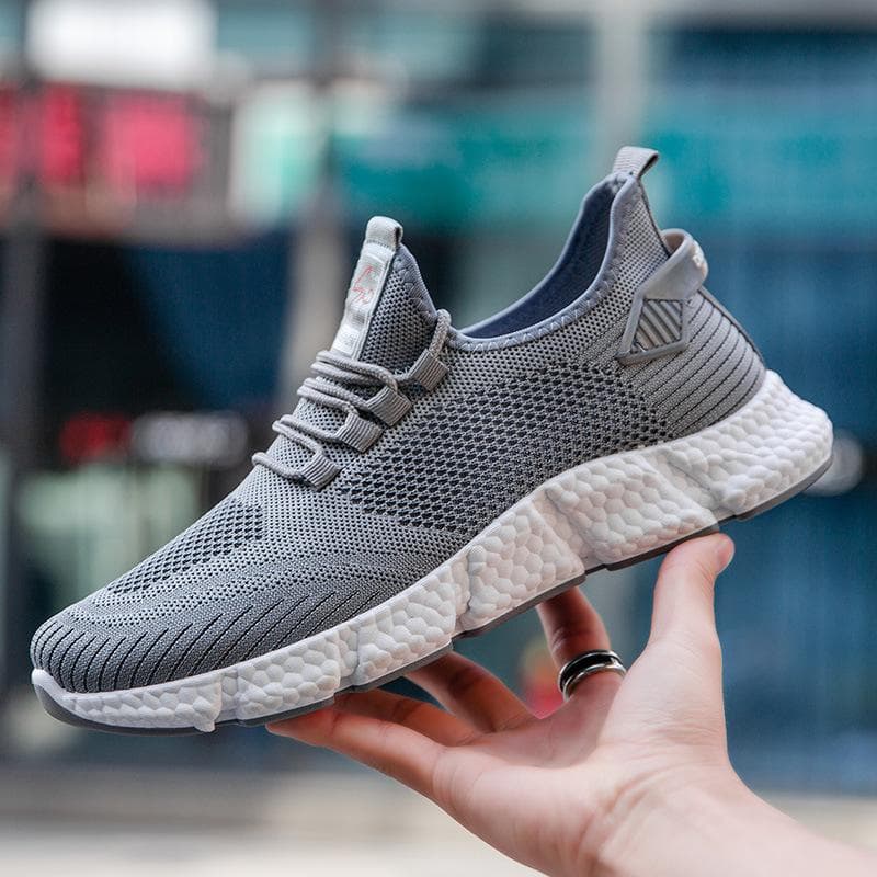 Spring and Summer New Flying Woven Sports Shoes Men's Mesh Surface Casual Shoes Men's Breathable Running Shoes Small White Shoes 45