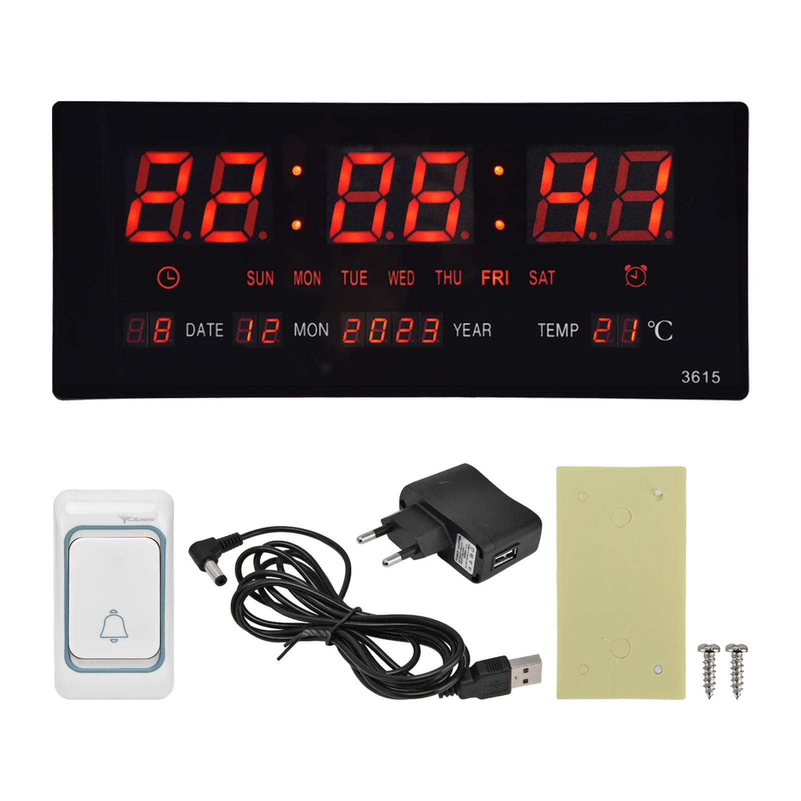 Digital Wall Clock LED Clear Display Accurate Timing Plug in Use Luminous Mute Wall Timer for
