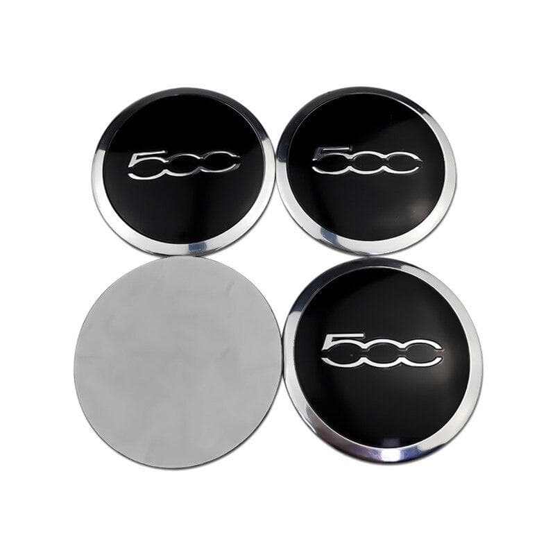 4 x 56mm Hub Sticker Caps for Fiat Abarth 500 500x 500c 500l Punto Panda Stilo Palio Tipo Uno Wheel Center Cover Auto Decoration black