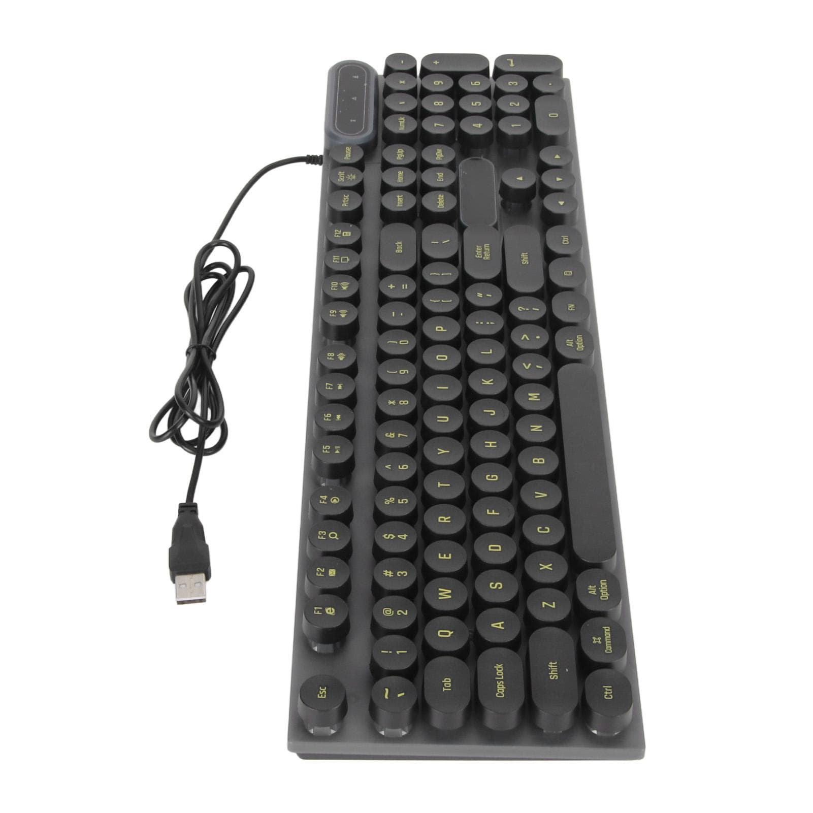 Gaming Keyboard USB Round 104 Keys Breathing Backlit Ergonomic Waterproof Wired Keyboard for black