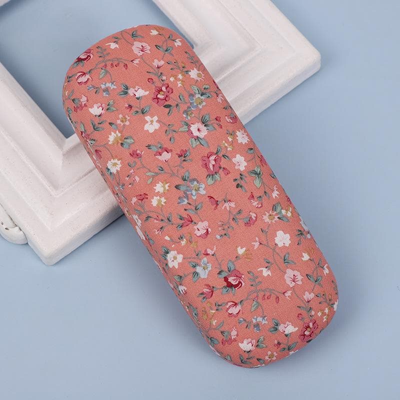 Retro Floral Glasses Case Flower Printed Cloth Reading Glasses Box Hard Eyewear Protector Women Optical Glasses Storage Case tangerine