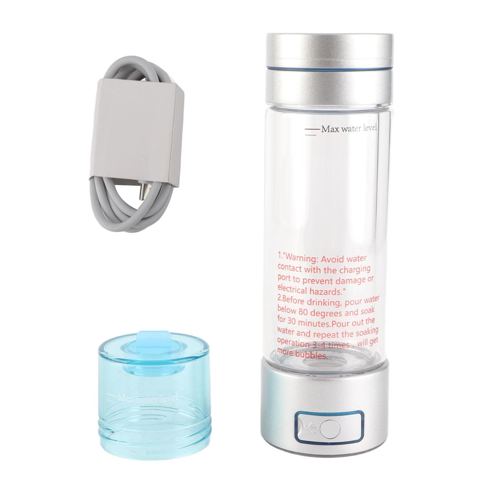 5V Hydrogen Water Bottle 260ML Capacity 2000?9000ppb Rechargeable Portable Hydrogen Water Generator L silver