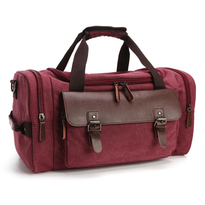 High Quality Canvas Large Capacity Travel Shoulder Handbag Crossbody Travel Duffel Women Duffle Bag red