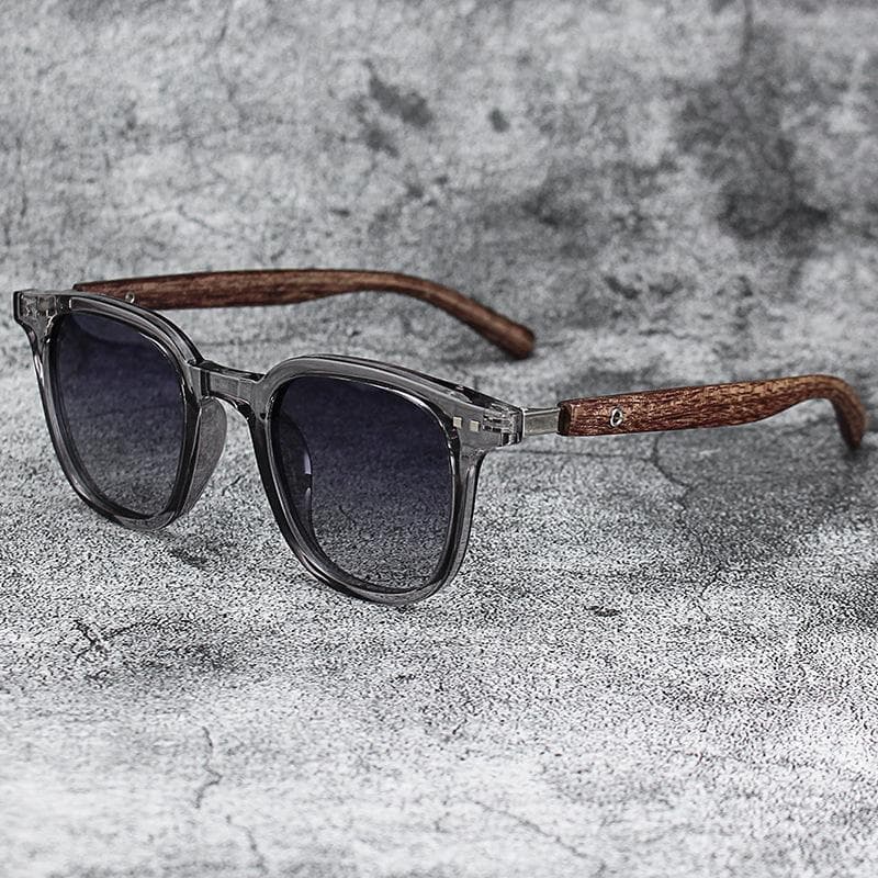 New Vintage Wooden Frame Sunglasses Classic Square UV400 Coating Lens Driving Eyewear for Men Women AS PICTURE