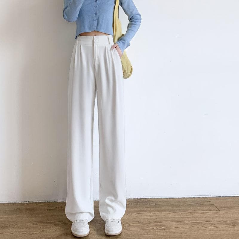 Suit Pants Children's Spring and Autumn New High-end Drape Straight Pants Narrow Wide-leg Trousers 5XL white