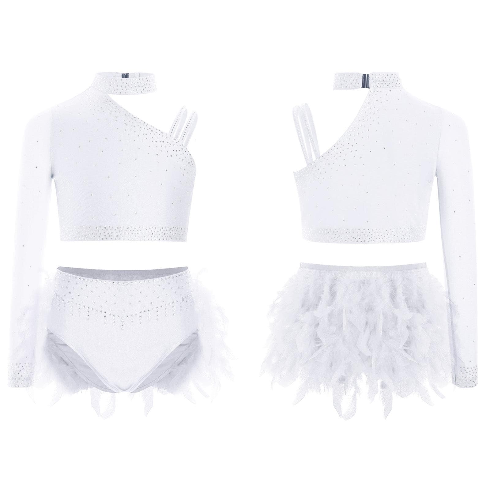 Little Girls Lyrical Dance Costume Ballet Skirted Leotards Sparkly Dancewear Ballroom Tutu Dress 9-10 Years white
