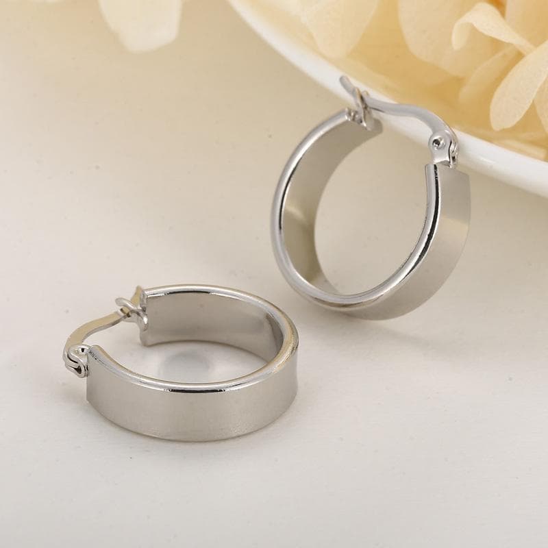 Fashion Women Men Silver Color Gold Stainless Steel Round Circle Earrings Piercing Jewelry