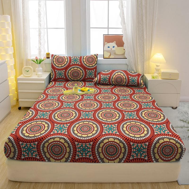3-Piece Simple Modern Bohemia Pattern Matte Three Piece Fitted Sheet Set, Bedroom Printed Bed Cover Set, Bedding 90x200cm