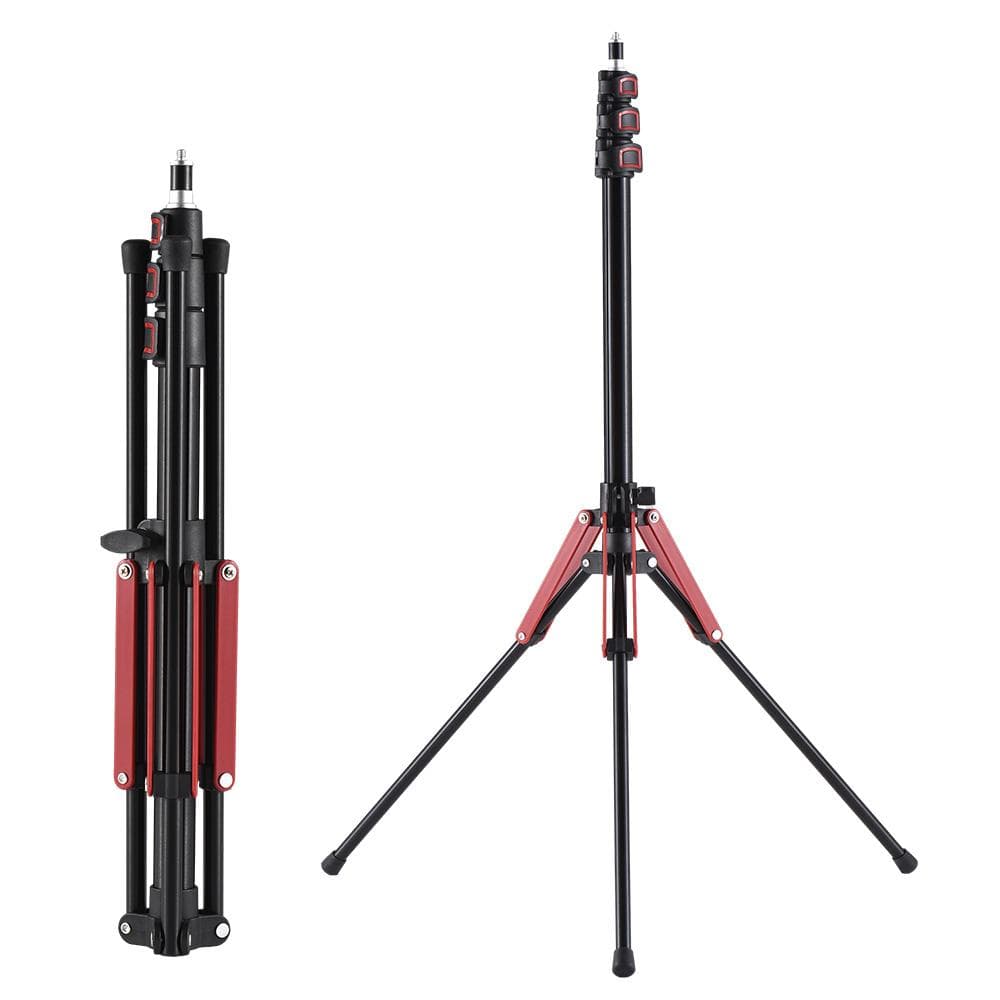 189cm/74.4in Adjustable Tripod Stand Video Light Stand Aluminum Alloy Material 3-section Adjustable red