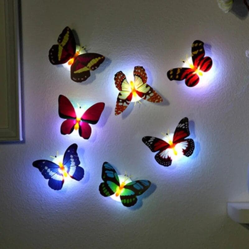 3D LED Colorful Self-adhesive Butterfly Wall Stickers Night Lights Wall Decal Wall Light House Decoration 5pcs
