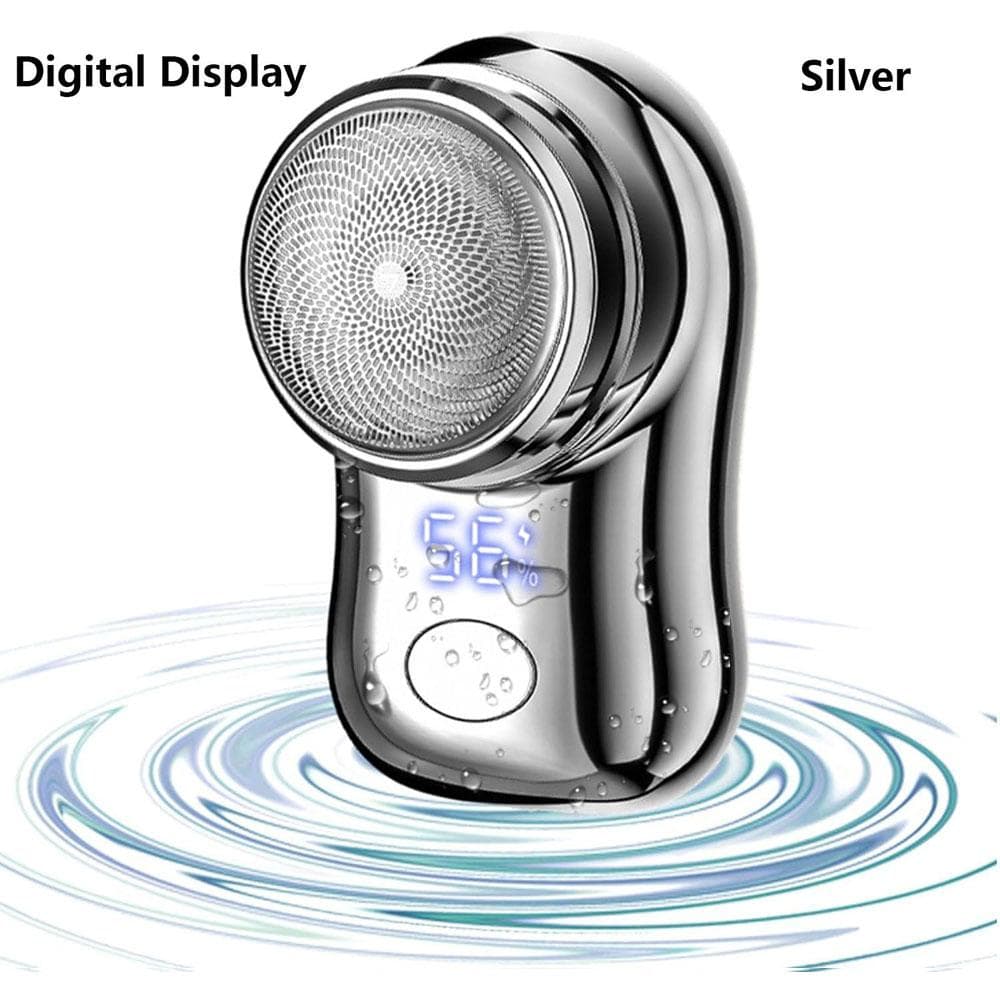 Mini Electric Shaver with Digital Display for Men Portable Lightweight Washable Rechargeable Cordless Electric Face Beard Trimmer Razor Digital Display silver