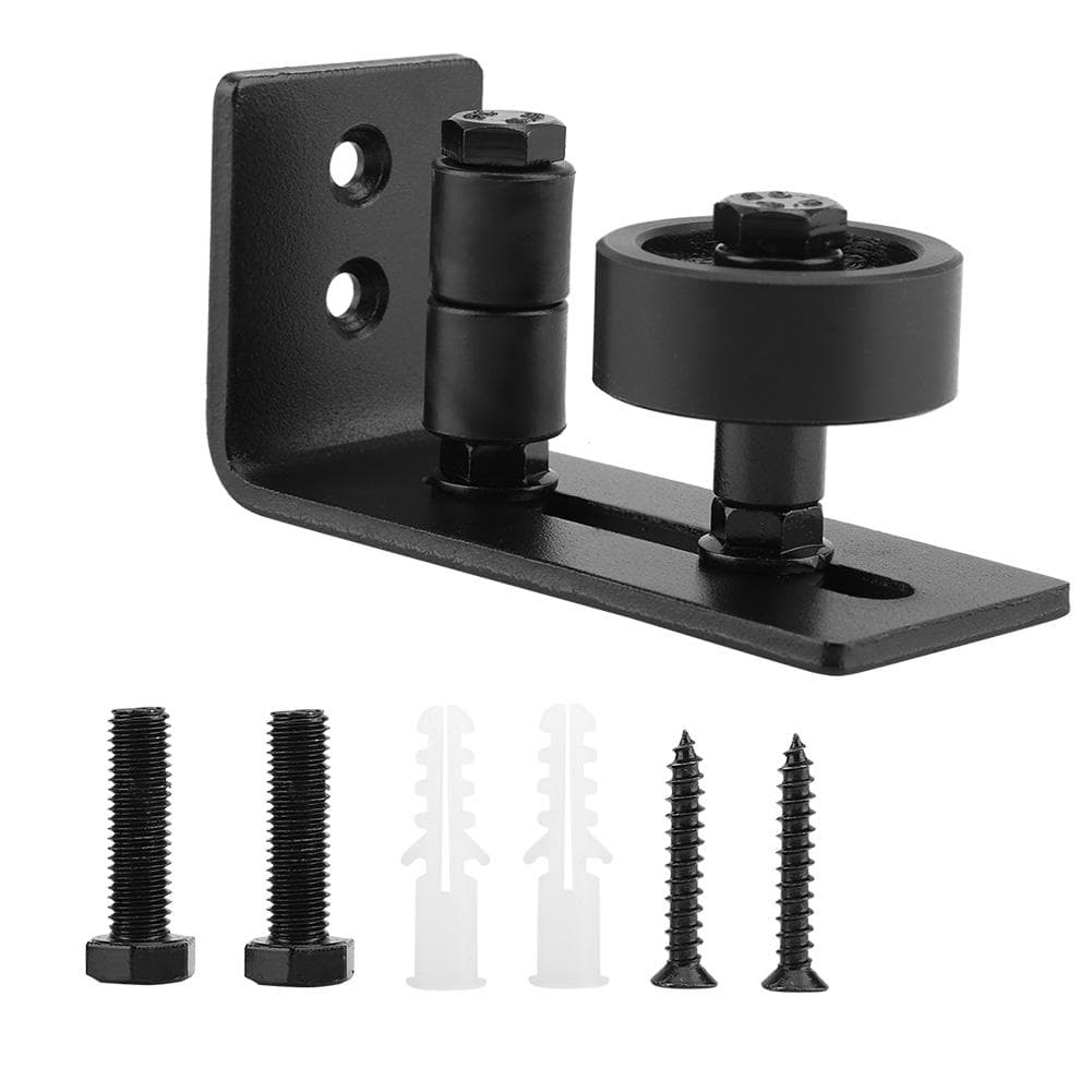 Black Steel Sturdy Durable Door Guide for Sliding Barn Door with 8 Installation Options