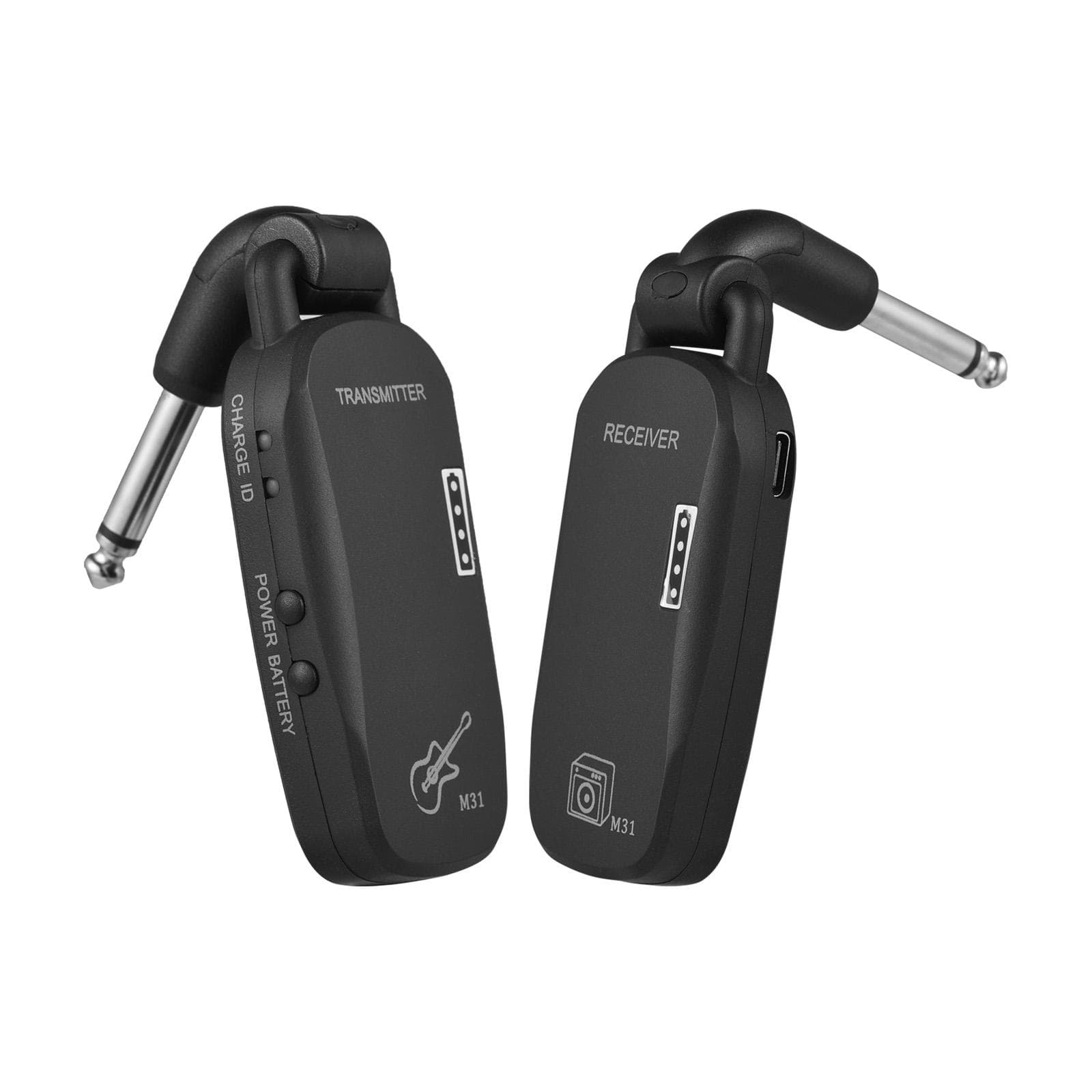 2.4G Wireless System Professional Wireless Guitar Bass Transmitter Receiver System Rechargeable black