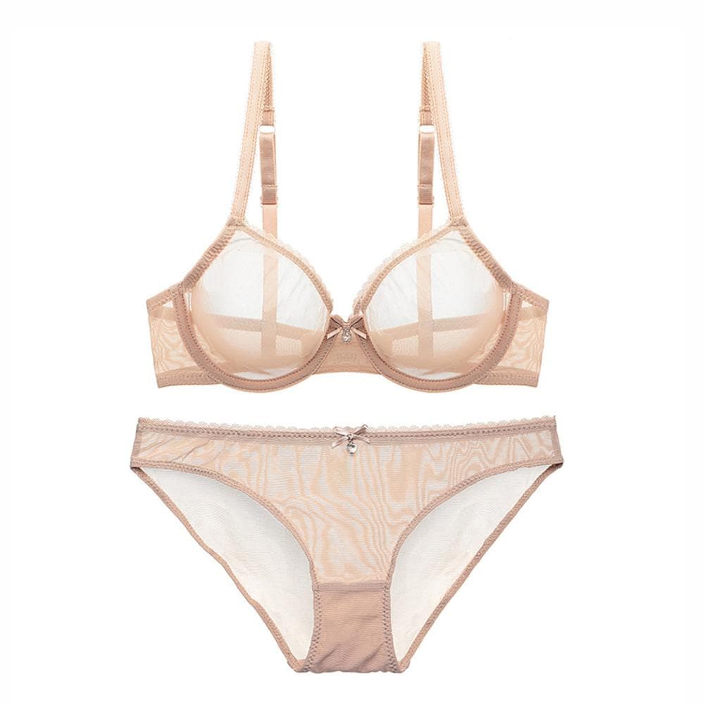 Varsbaby Women See-through Lace Push Up Bra 32B beige