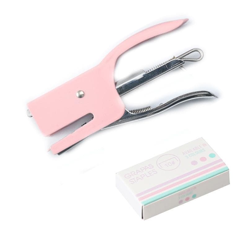 10# Mini Stapler with Macaron puppy modeling office learning handheld small stapler DSJ-001(MC) pink