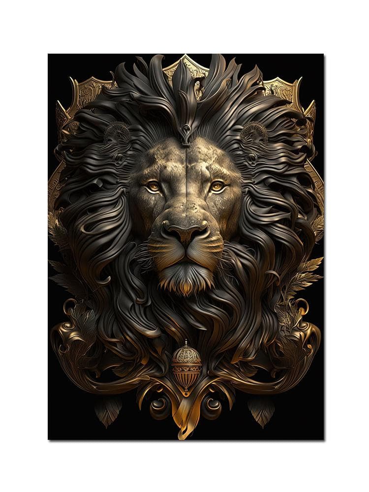 Black And Gold King Animals Monkey Bee Snake Scorpion Lion Canvas Painting Crown Poster Print For Living Room Home Decoration 21x30cm No Frame