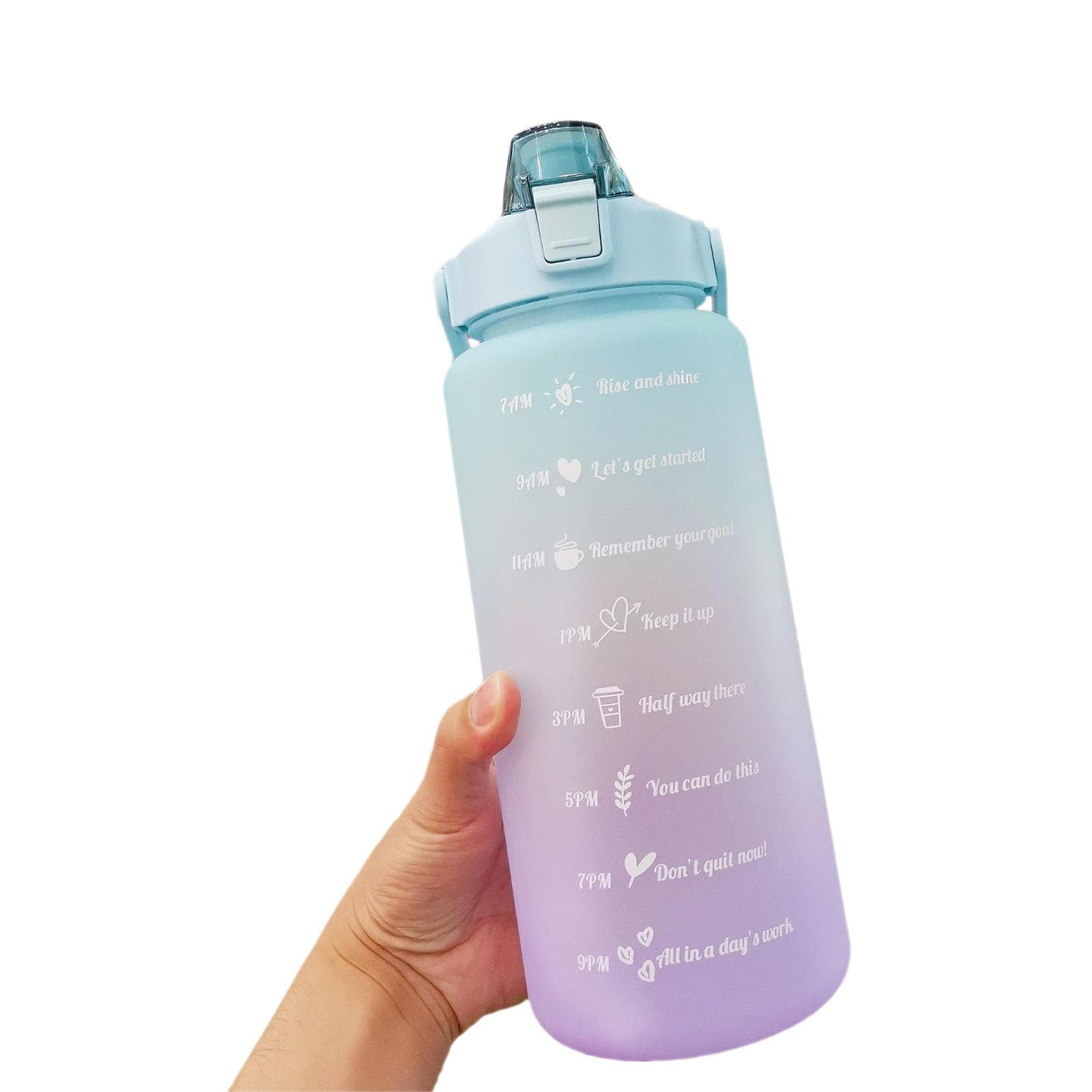 2L Water Bottle with Marker & Straw Large Capacity Water Bottle with Handle Reusable Leakproof green
