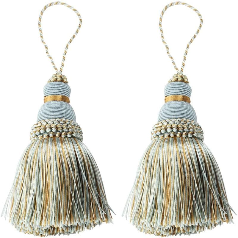 2Pc Home Decor Hanging Rope Silk Tassel Fringe Tassel Trim Garment Decoration Key Tassels for DIY Embellishments Curtain Accessories Blue