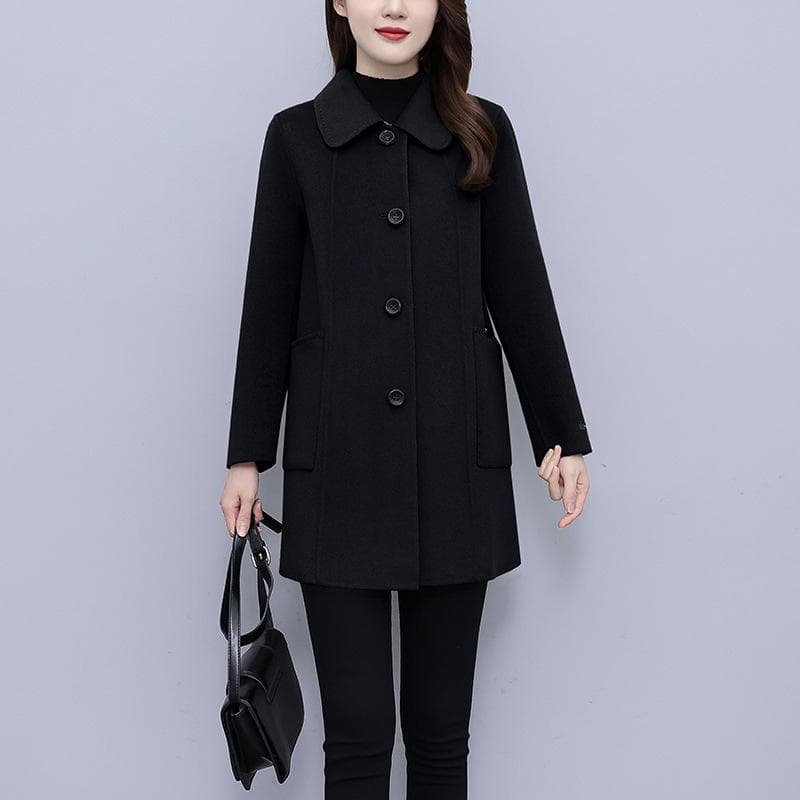 Mid-length Woolen Jacket for Women In Winter New Style, Stylish, Small Warmth and Thick Lapel Coat M