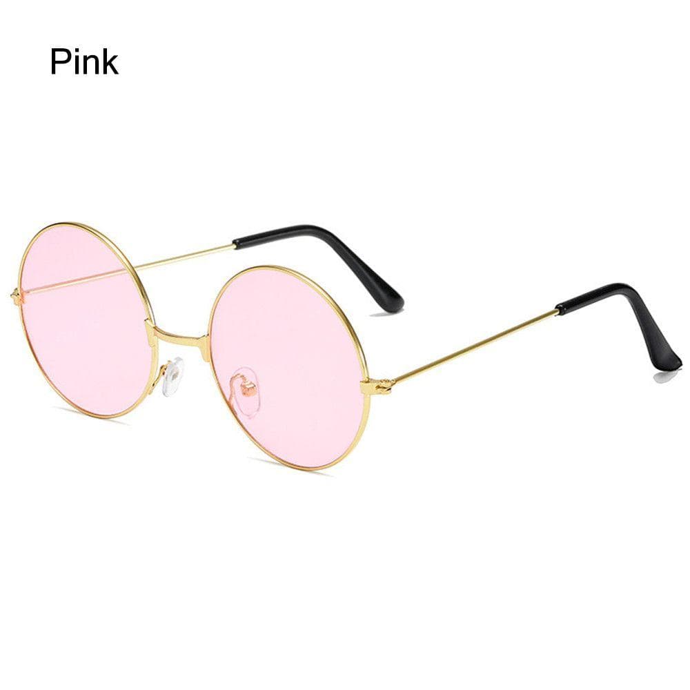 Retro Round Hippie Sunglasses for Women Men Trendy Punk Disco Party UV Protection Metal Frame Eyewear 1PC
