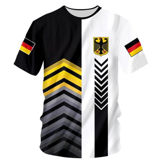 German Men's T-shirt Street Casual Top German Flag Print Oversize Shirts Street Hip Hop Harajuku Vintage Clothes O-neck Pullover XXXXL