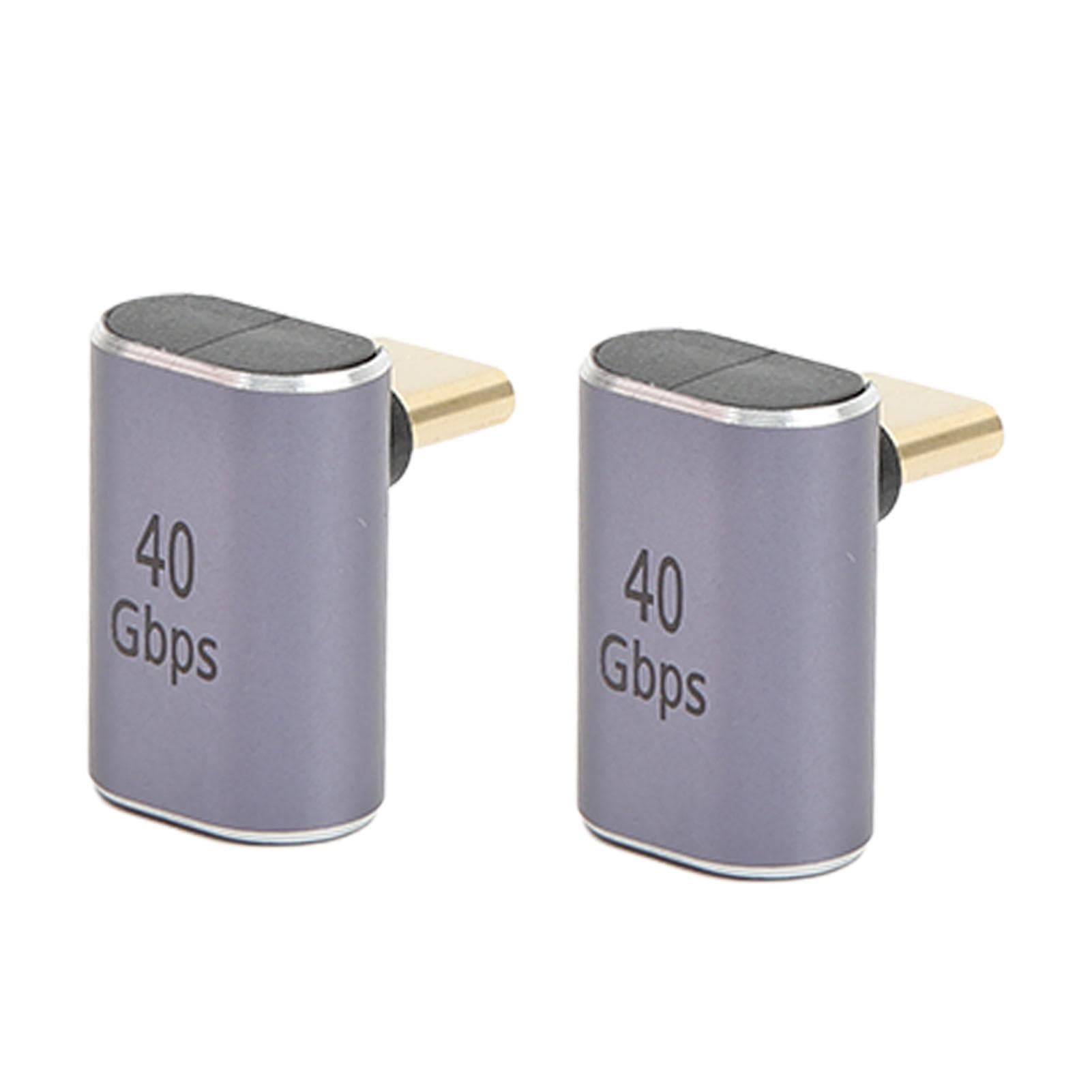 2Pcs 90 Degree USB C Adapter 40Gbps Fast Charging and Transmission Type C Male to Type C Female