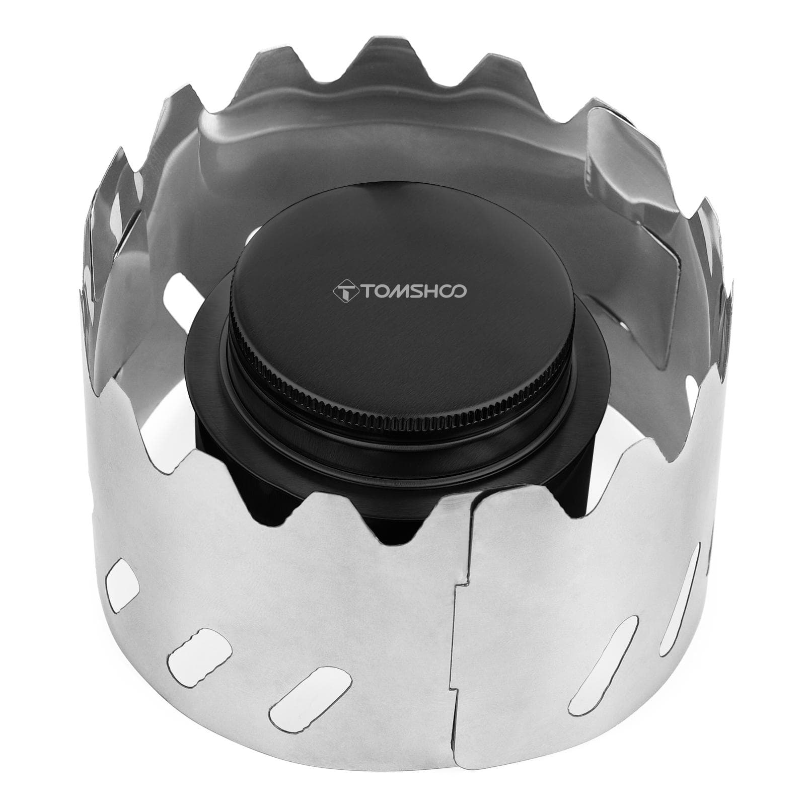 TOMSHOO Portable Mini Aluminum Alloy Alcohol Stove with Lid and Stainless Steel Windscreen Wind with windscreen black
