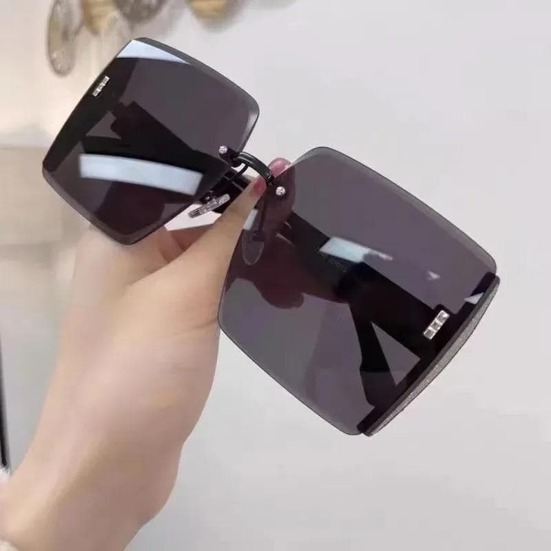 New Vintage Square Sunglasses Woman Classic Retro Gradient Mirror Frameless Sun Glasses Female Fashion Rimless Oculos De Sol As Picture black