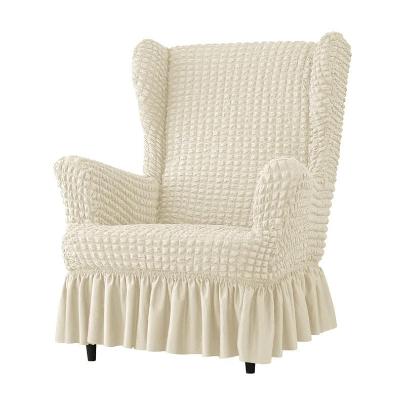 1PC Elastic Soild Color Wing Chair Covers Stretch Seersucker Armchair Cover Single Relax Wingback Sofa Cover Furniture Protector