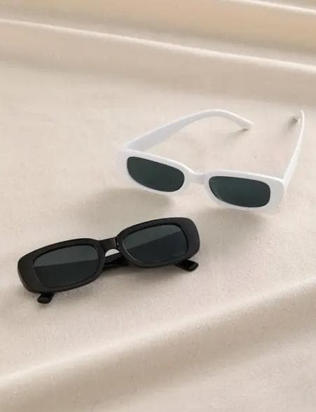 2pcs UV400 Protective Glasses Rectangle Frame Sunglasses For Women Men Candy Color Y2K Fashion Sun Glasses Outdoor Eyewear