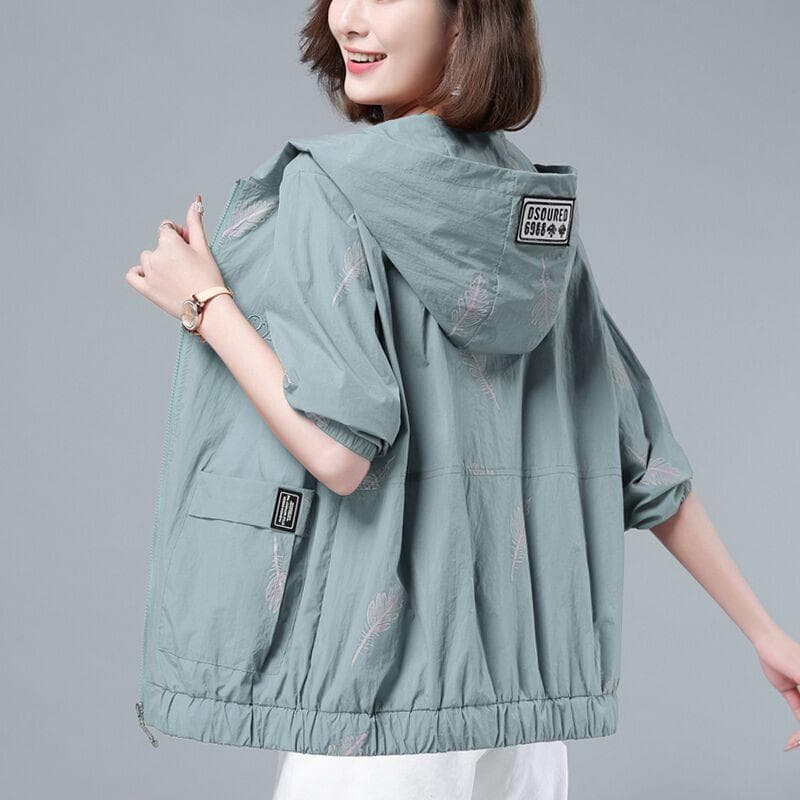 Spring Autumn Large Size 3XL Hooded Windbreaker Coats Women's Trench Coat 2021 New Thin Female Coat Casual Outerwear XXXL green