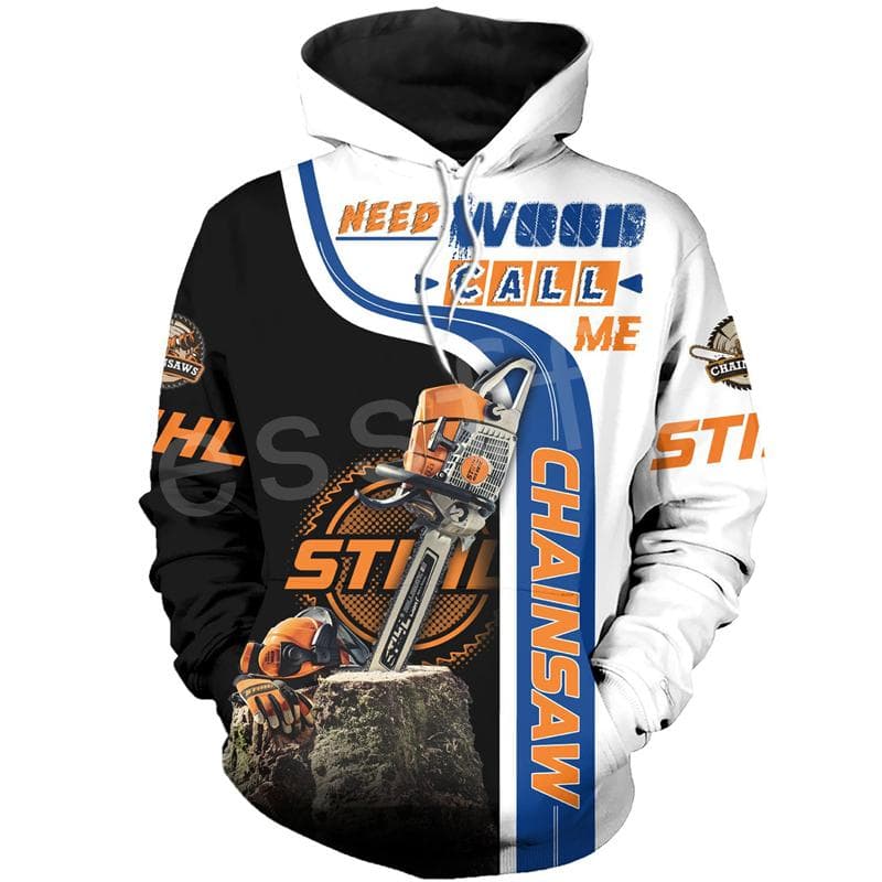 Logger Worker Lumberjack Chainsaw Retro Pullover 3DPrint Men/Women Streetwear Casual Funny Hoodies Oversized Harajuku XL
