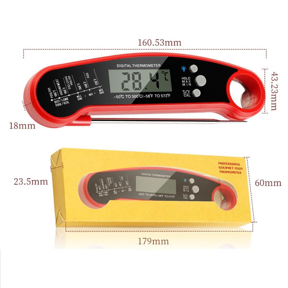 Digital Kitchen Food Digital Thermometer for Meat Water Milk Cooking Grilling Outdoor BBQ Waterproof Instant Read red