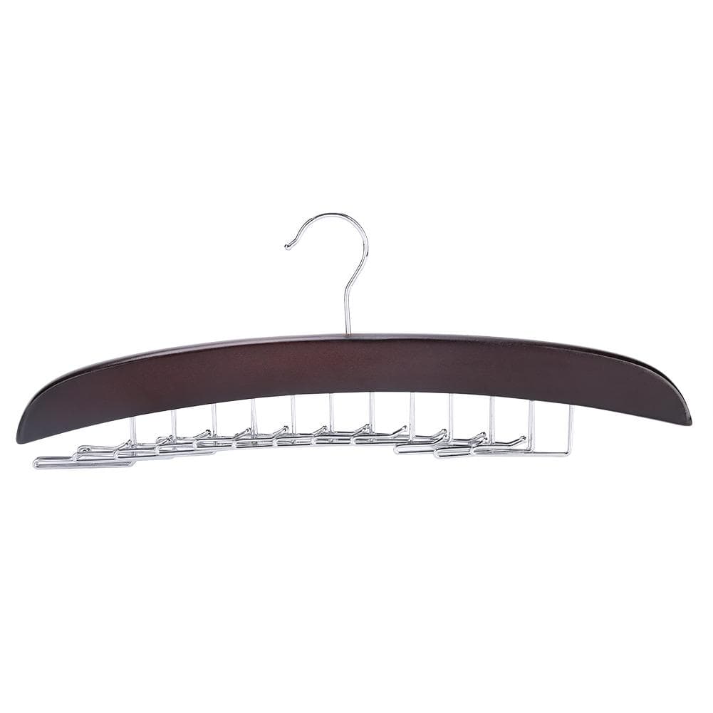 Wooden Tie Hanger Rack 24 Hooks Rotating Belt Holder Closet Ties Storage Organizer Dark Red Black