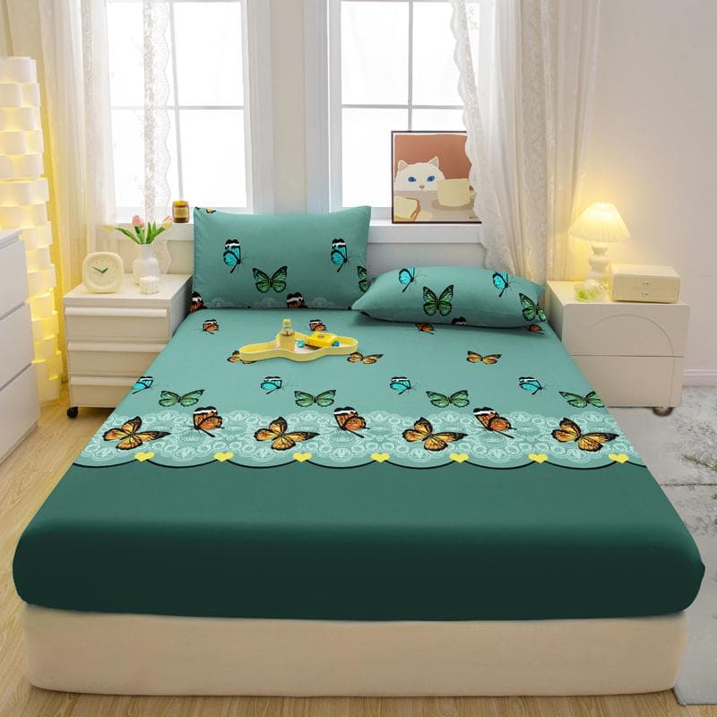 1 Simple Modern Butterfly Printed Matte Fitted Sheet, Bedroom Printed Bed Cover, Bedding (Excluding Pillowcases) 71x132cm