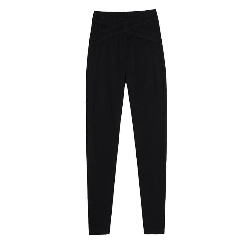 New Cross-waisted Black Leggings for Spring and Autumn Women's Tight-fitting Pencil Pants XXXL black
