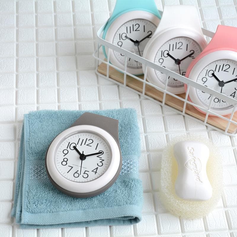 Nordic simple bathroom clock kitchen waterproof silent home suction cup clock wall hanging creative